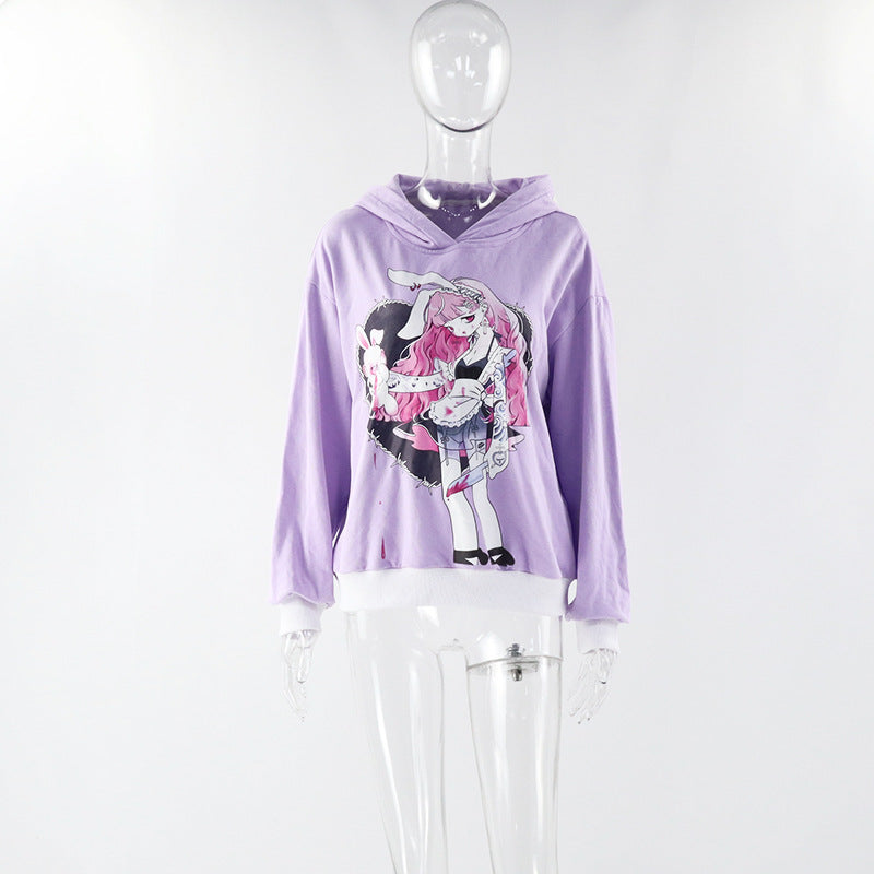 Playful Bunny Girl Hoodie - Harajuku Style Sweater