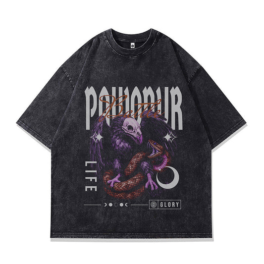 Harajuku Style Oversized Skull Print Tee