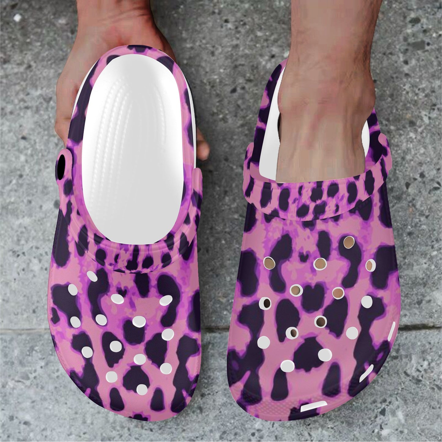 Purple Leopard Print Adults Clogs