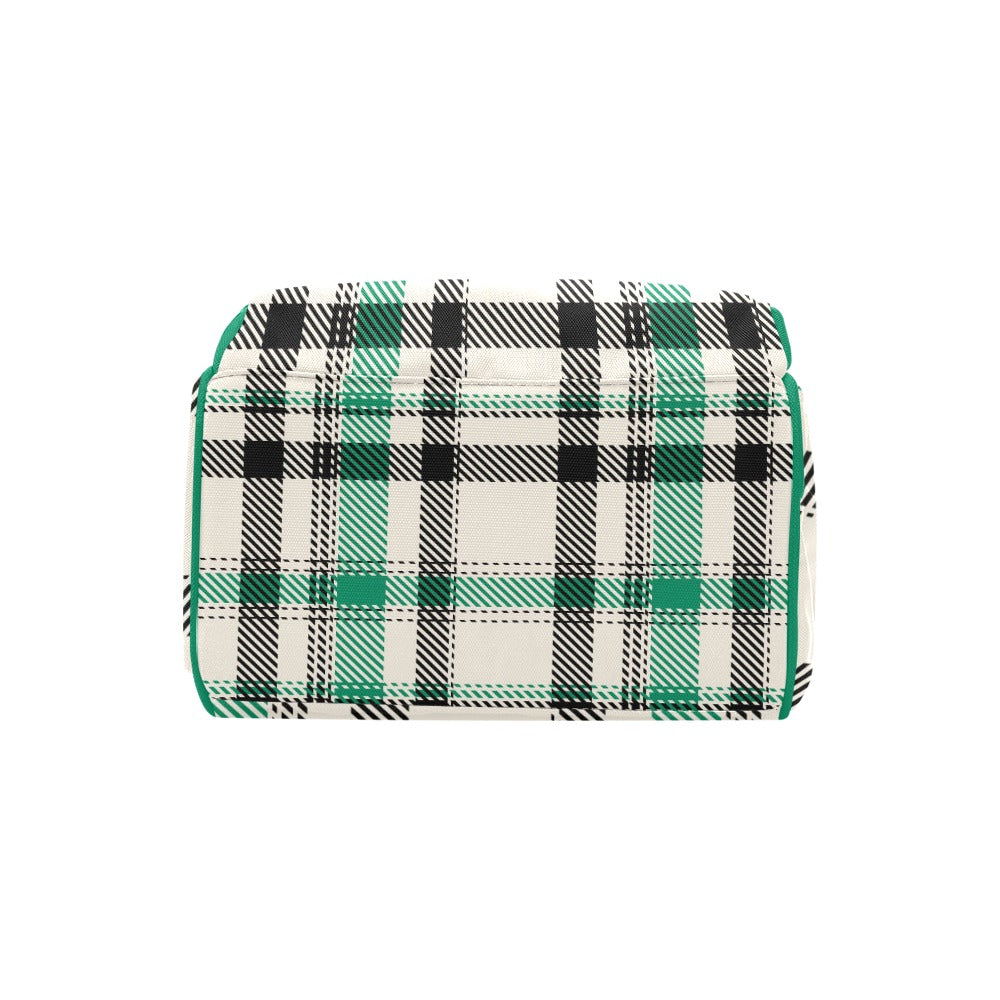 White Green Black Plaid Multi-Function Backpack