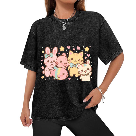 Harajuku Legends Group Photo Vintage Wash Off Shoulder Tee