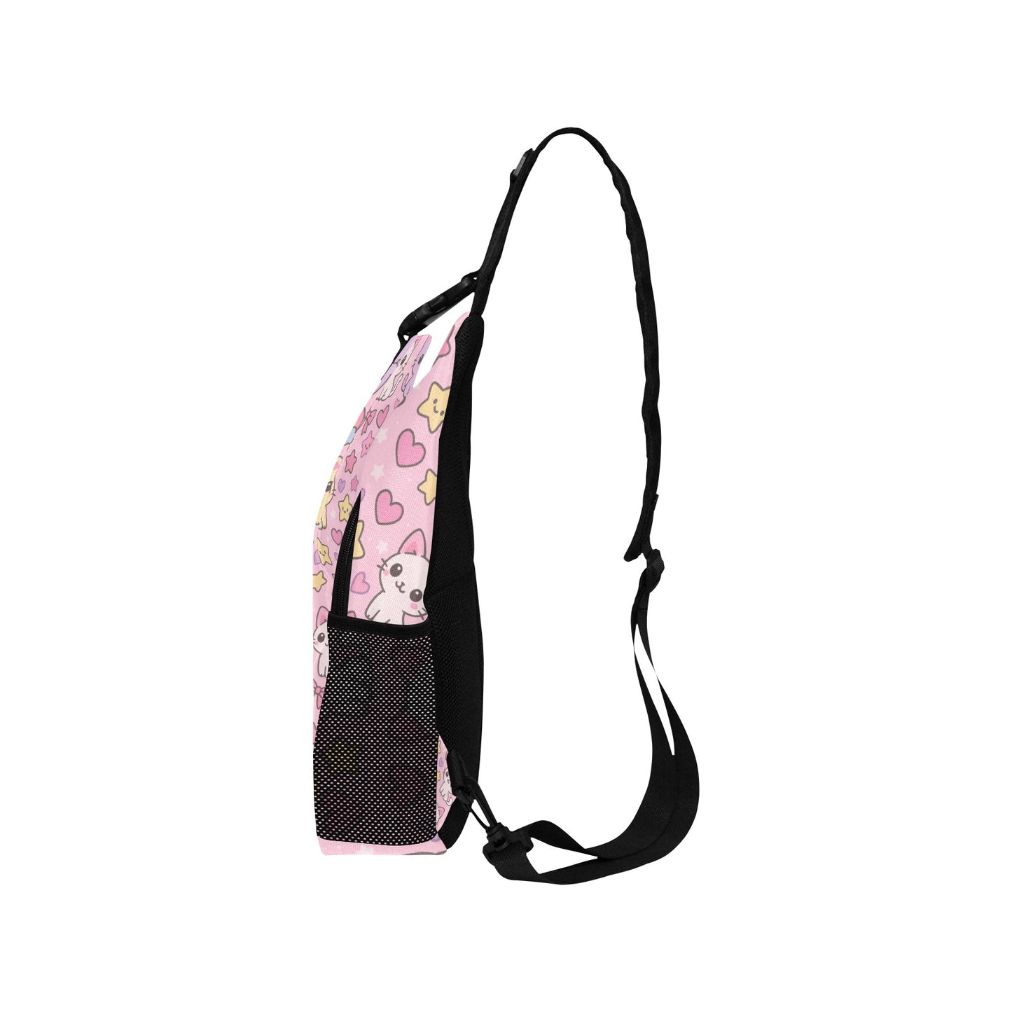 Cute Kawaii Pink Cat Rainbow Men's Casual Chest Bag