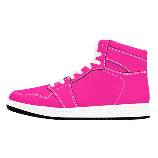 Highlighter Hot Pink Men's High Top Sneakers
