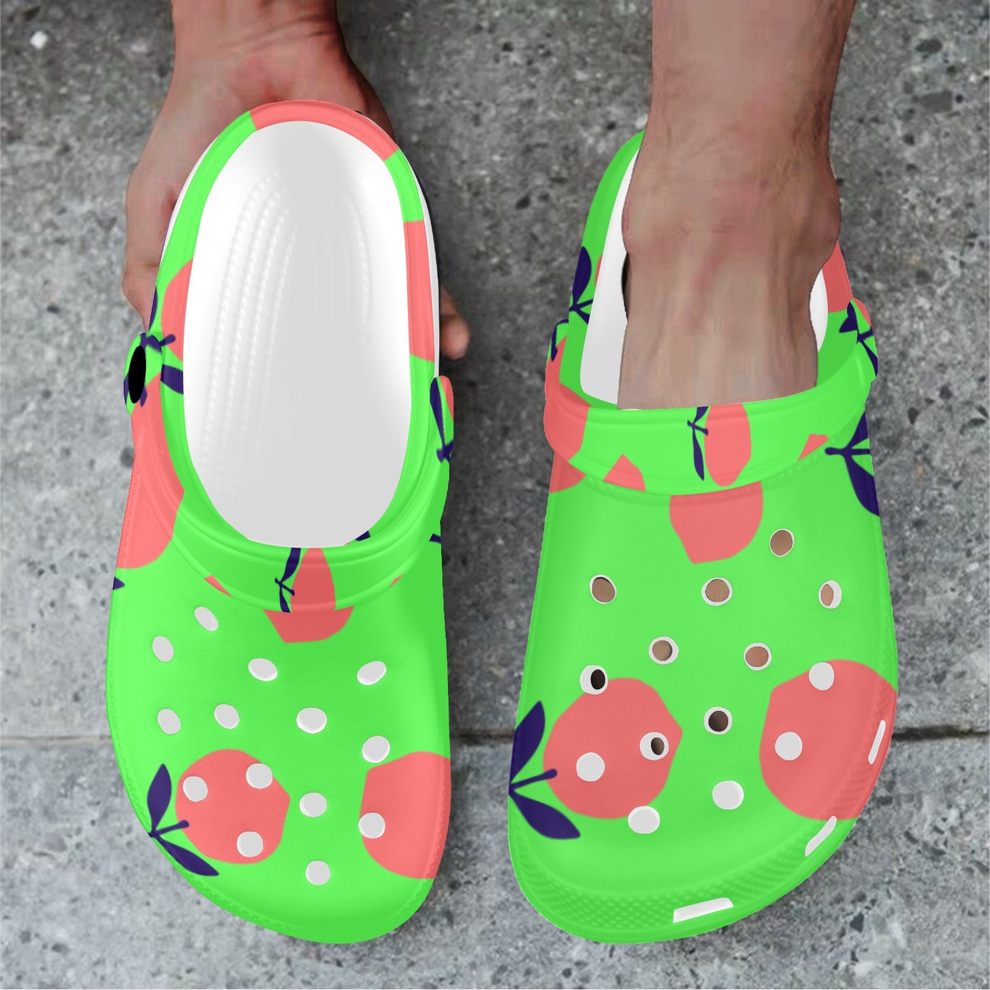 Lime Green Fruit Print Adults Clogs
