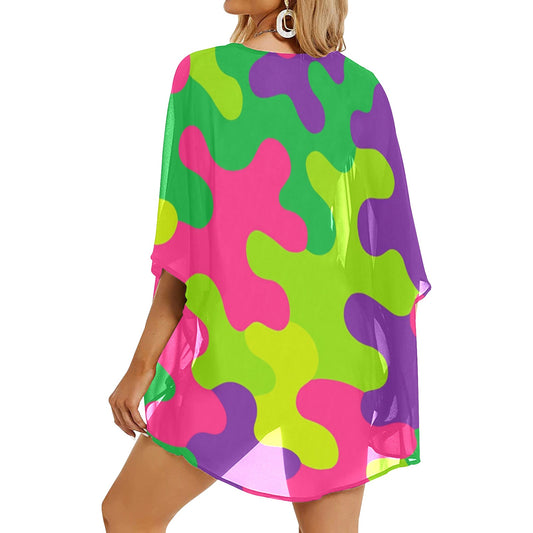 Harajuku Rainbow Camo Kimono Cover Up