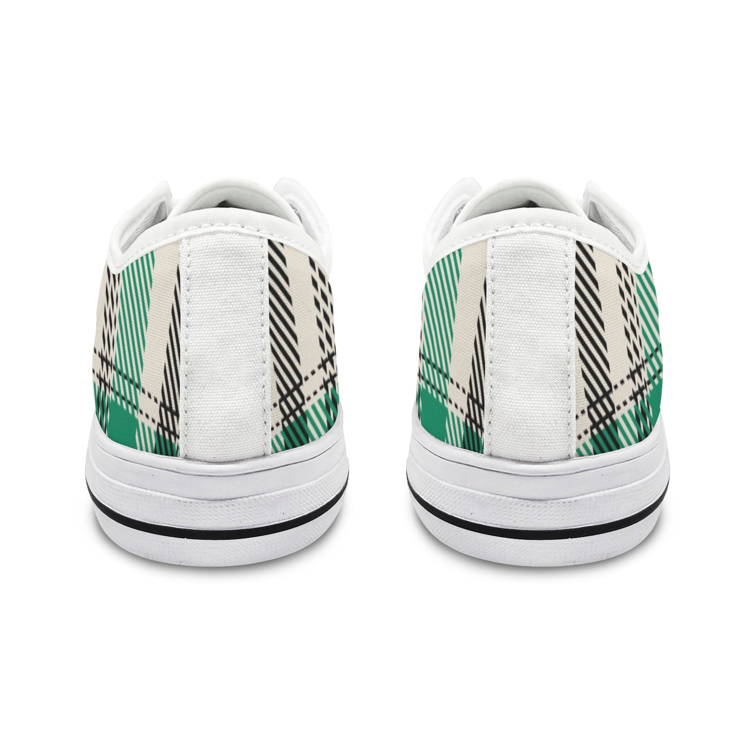 Green Plaid Low Top Women's Shoes