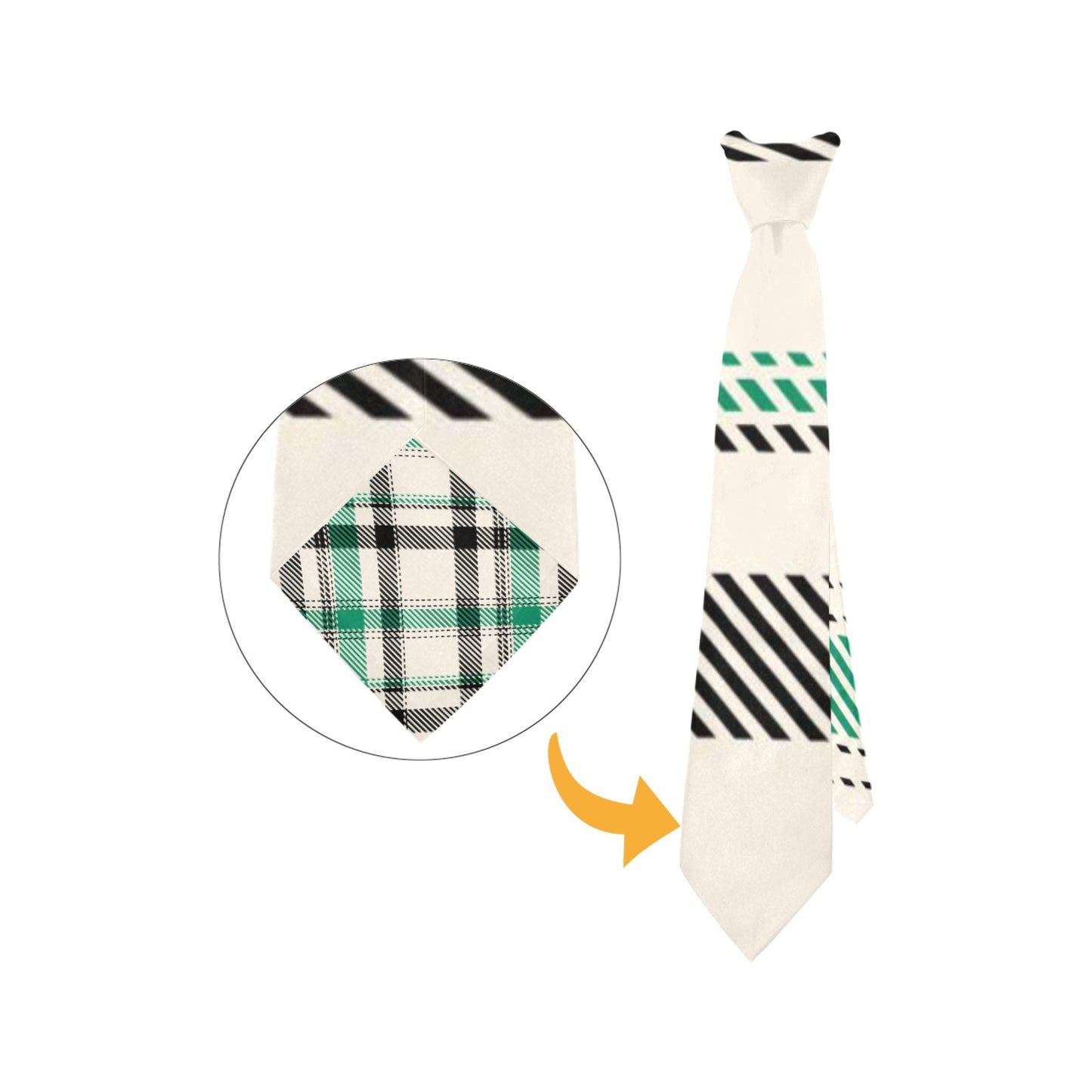 Green White Black Custom Peekaboo Necktie