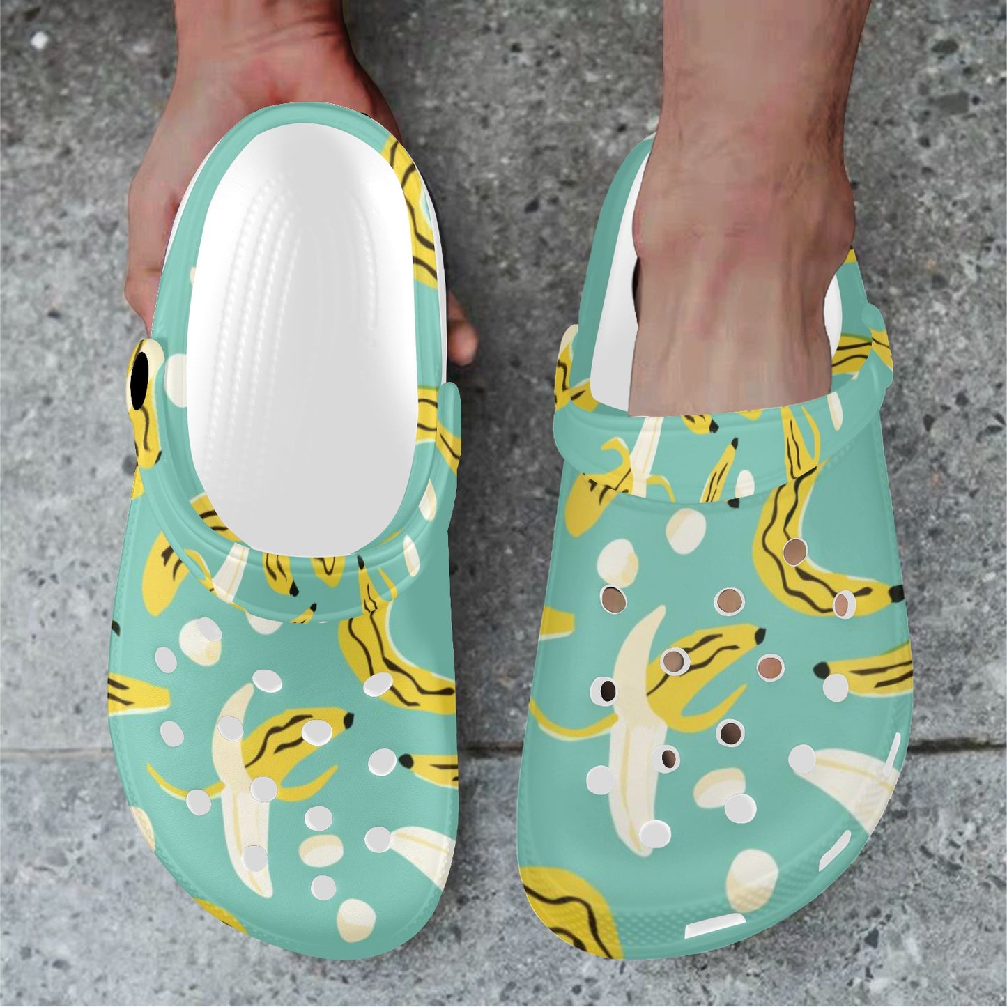 Blue Bananas Print Adults Clogs