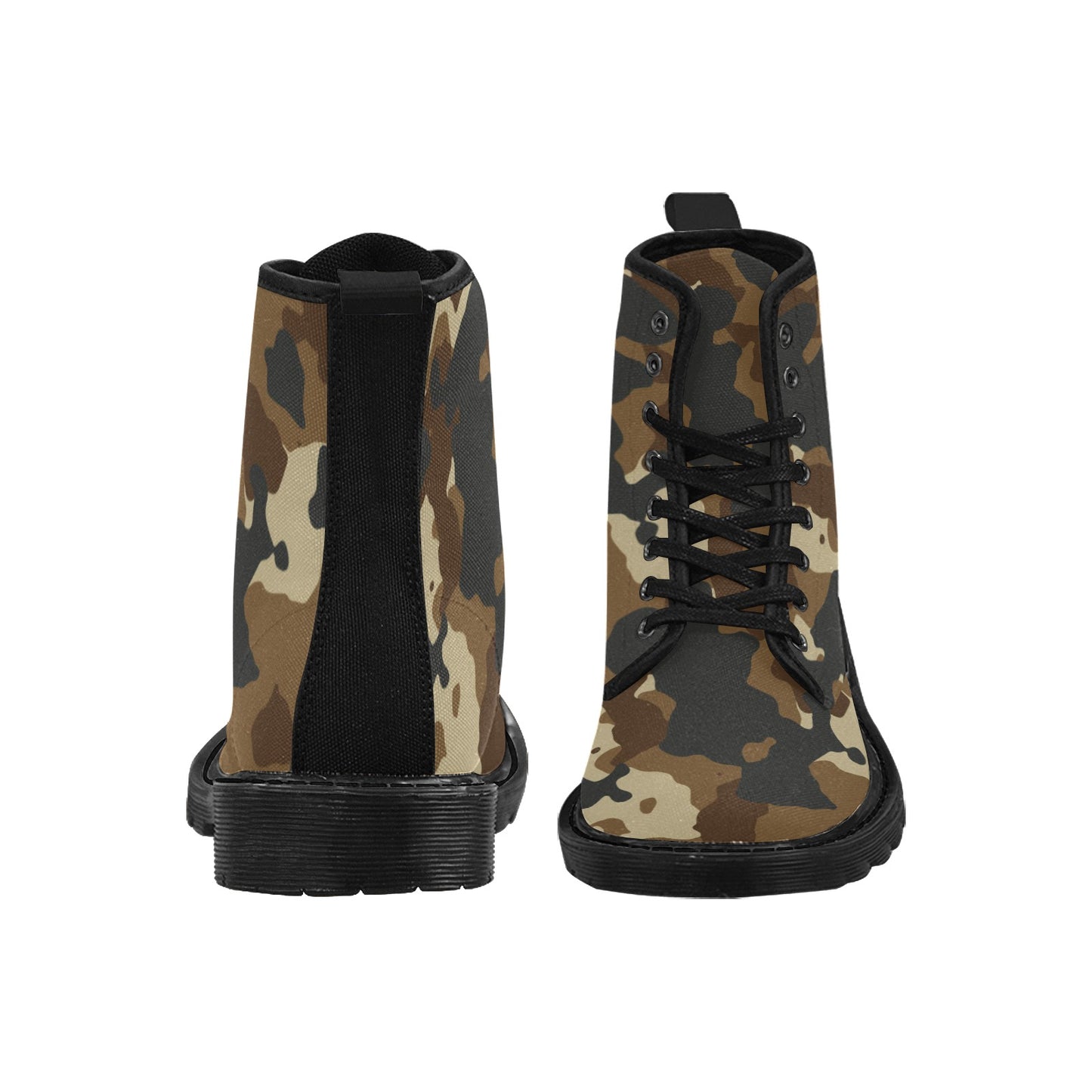 Dark Brown Camo Women's Lace Up Canvas Boots