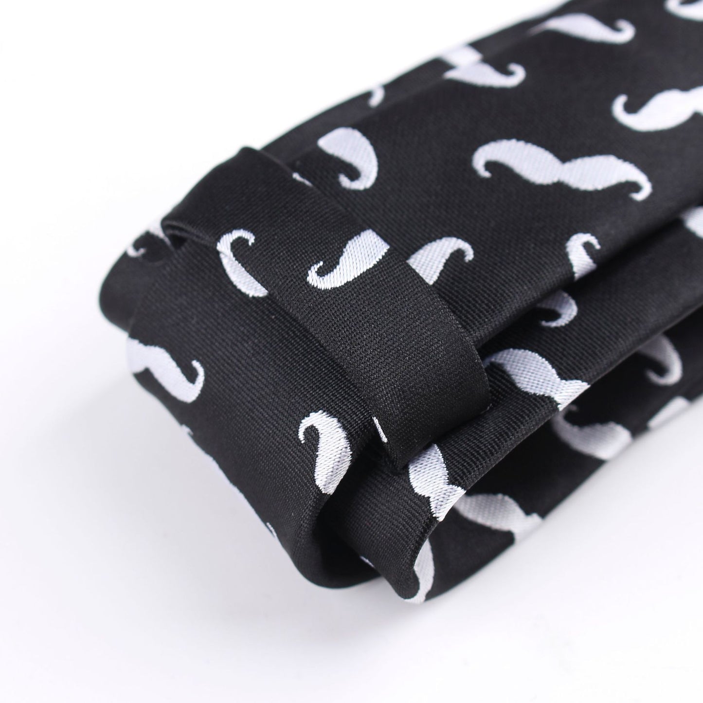 6cm Narrow Tie Unisex Jacquard Polyester Black And White Cartoon Beard Funny Tie