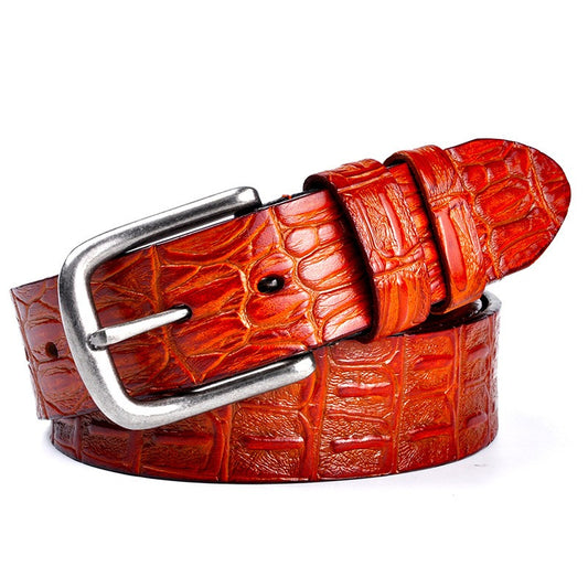 Men's Genuine Leather Crocodile Pattern Retro Belt