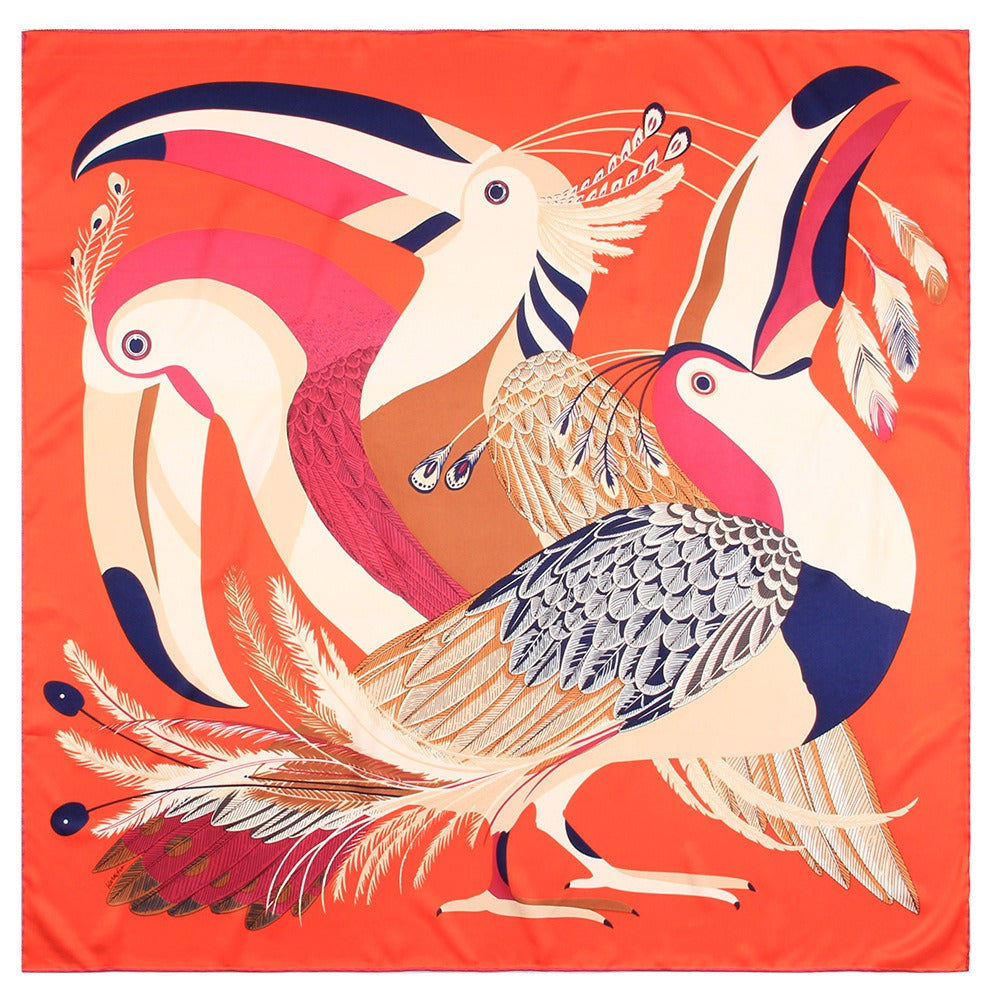 Big Mouth Bird Print Twill Square Scarf