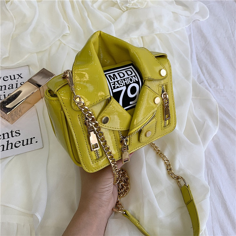 Harajuku Style Motorcycle Bag with Rivets & Zipper