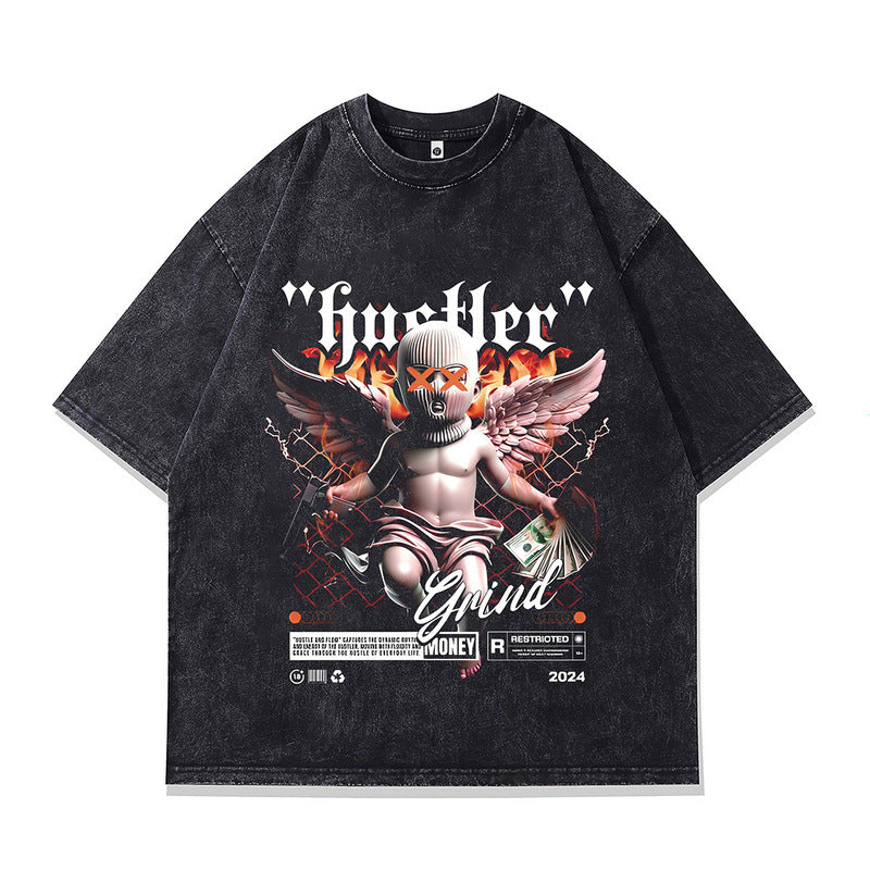 Men's Printed Loose Fit Pure Cotton T-Shirt - Harajuku Style