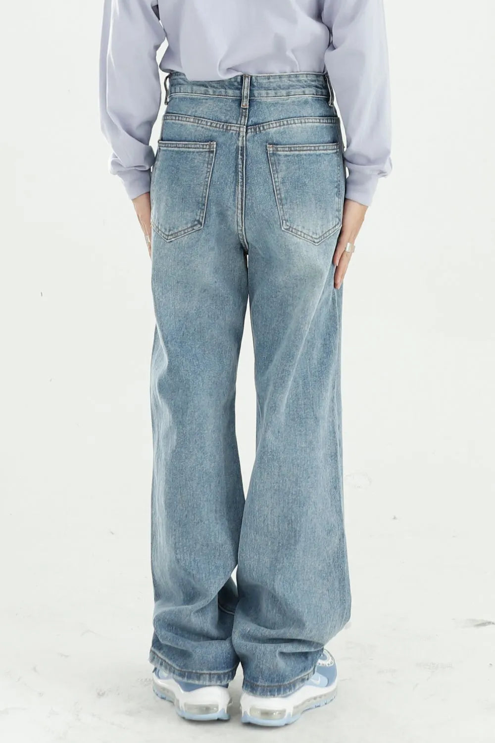 Playful Distressed Wide Leg Jeans with Pockets