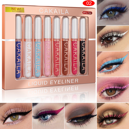 8 Color Matte Glitter Liquid Eyeliner Set – Long-Lasting & Smudge-Proof