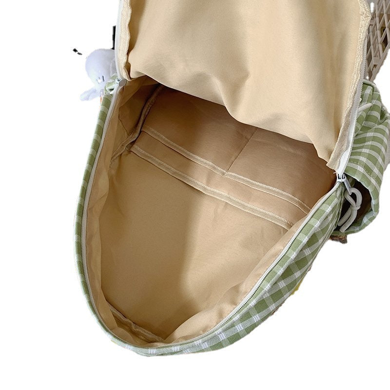 Playful Plaid Canvas Backpack for Harajuku Style
