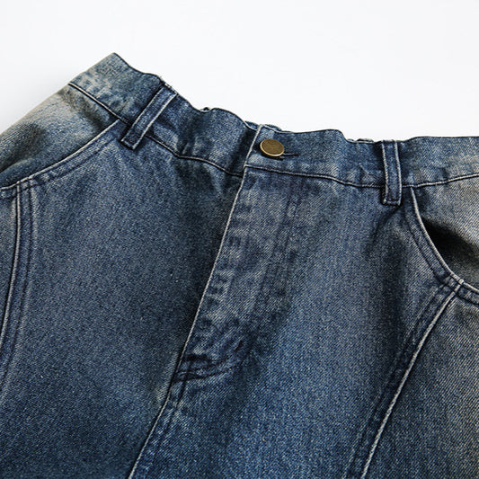 Washed Gradient Casual Jeans - Men's Loose Multi Pocket Work Pants