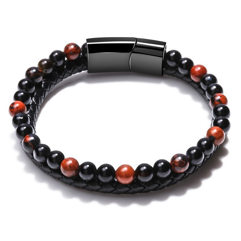 Volcanic Tiger Eye Beaded Bracelet - Harajuku Style