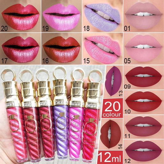 20 Colors Waterproof Long Lasting Matte & Shimmer Lip Gloss