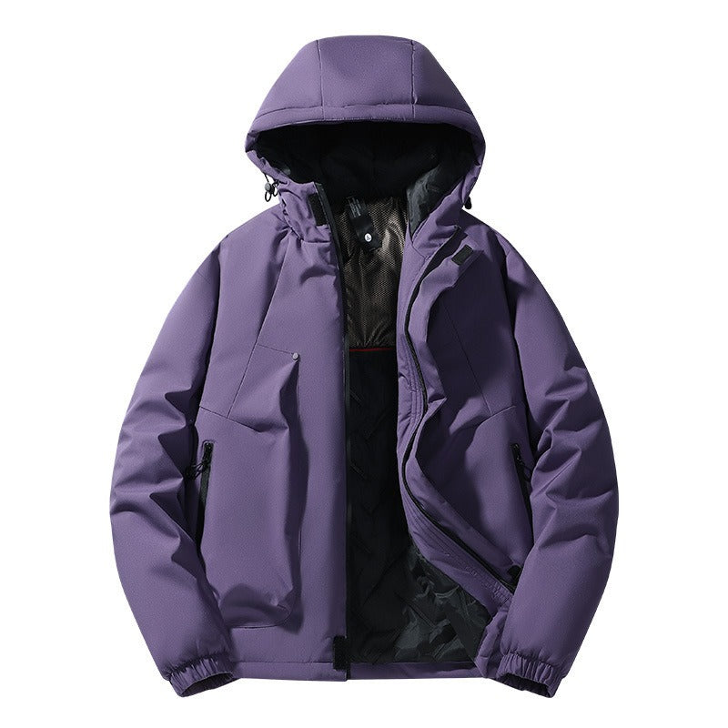 Harajuku Retro Solid Color Hoodie - Women's Thick Cotton Jacket