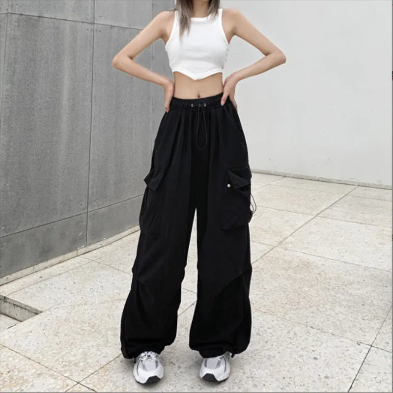 Korean Harajuku Baggy Parachute Pants for Street Style