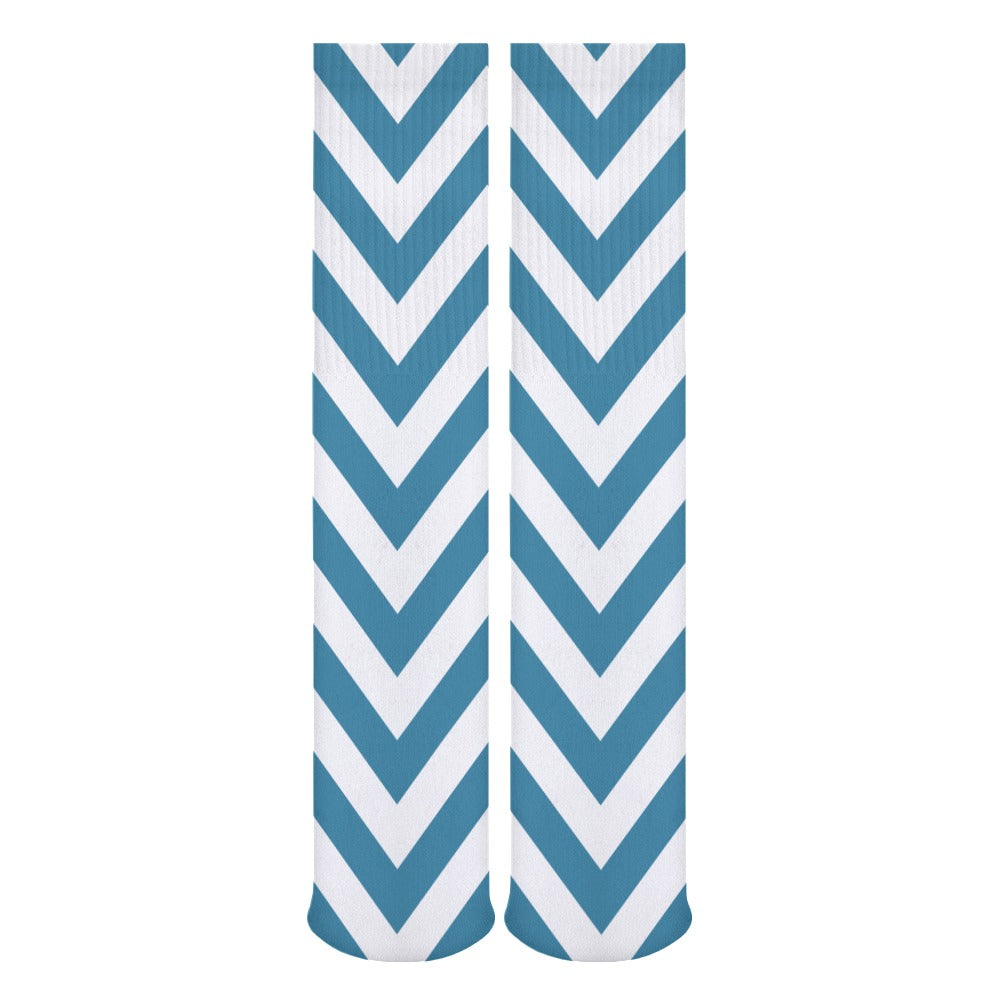 Blue and White Zig Zag Breathable Socks