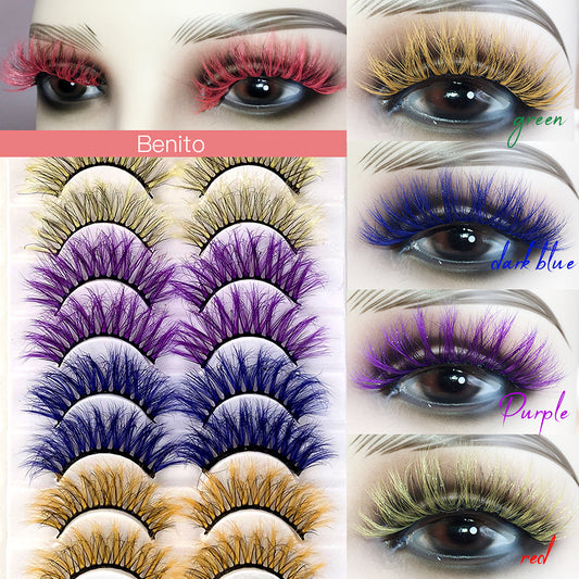 10 Pairs of 8D Fluffy Color Mink Hair Multilayer False Eyelashes