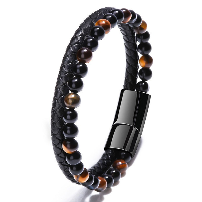 Volcanic Tiger Eye Beaded Bracelet - Harajuku Style