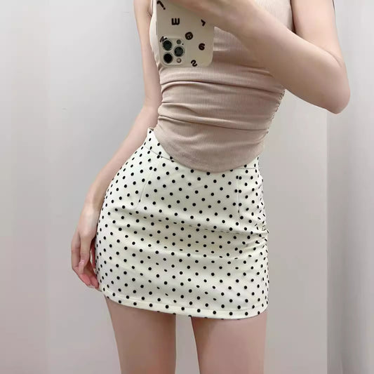 Mesh Flocking Polka Dot Skirt
