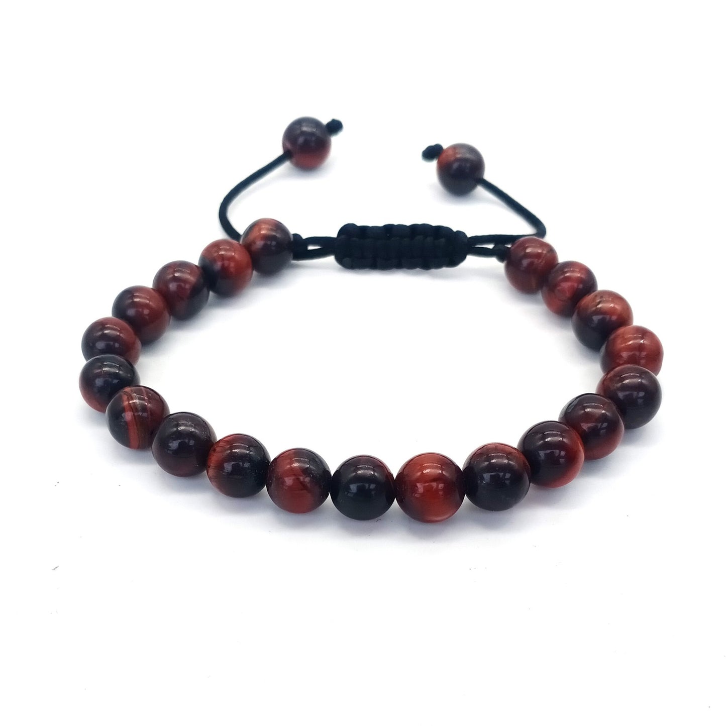 8mm Tiger Eye Stone Beads Bracelet - Adjustable & Braided