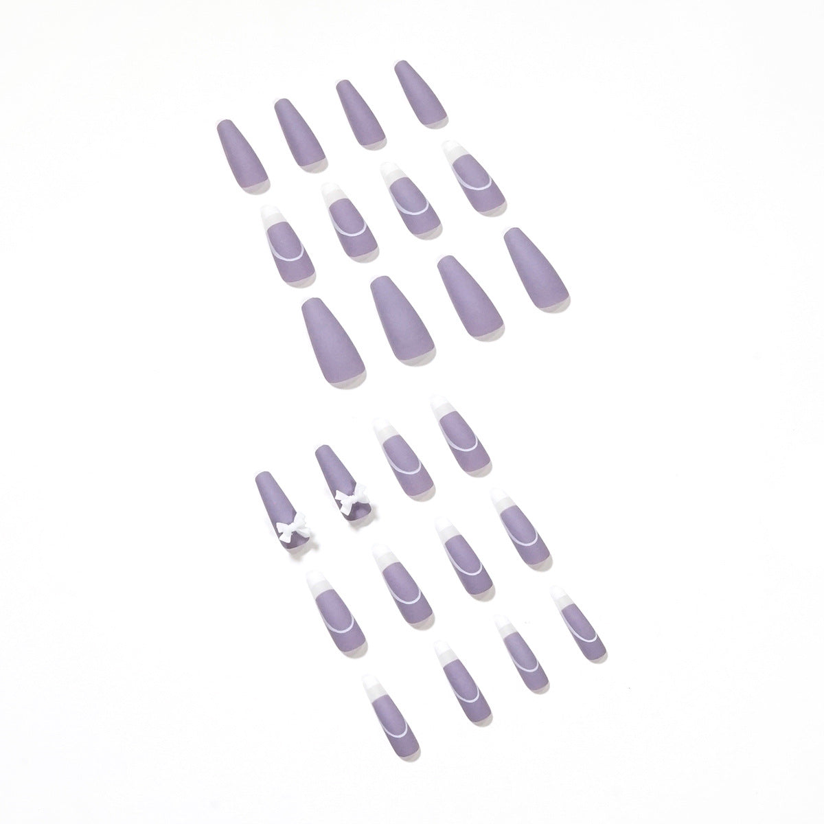 Harajuku Purple Bow Rattan Nail Patch Set