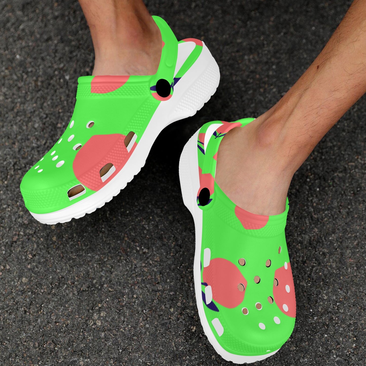 Lime Green Fruit Print Adults Clogs