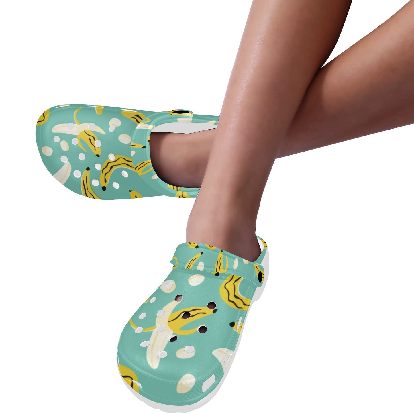 Blue Bananas Print Adults Clogs
