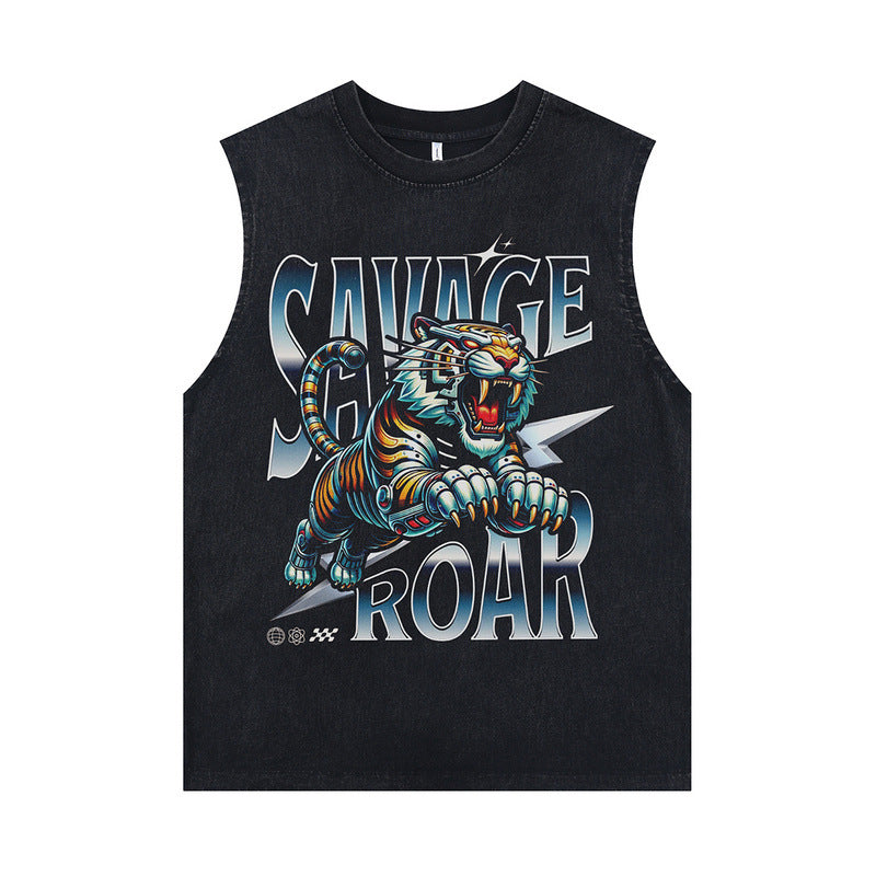 Harajuku Style Vintage Retro Print Sleeveless T-Shirt