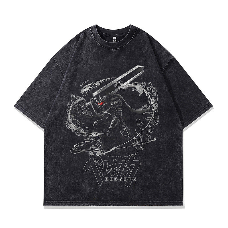 Retro Dark Print Men's Tee - Harajuku Style Short Sleeve