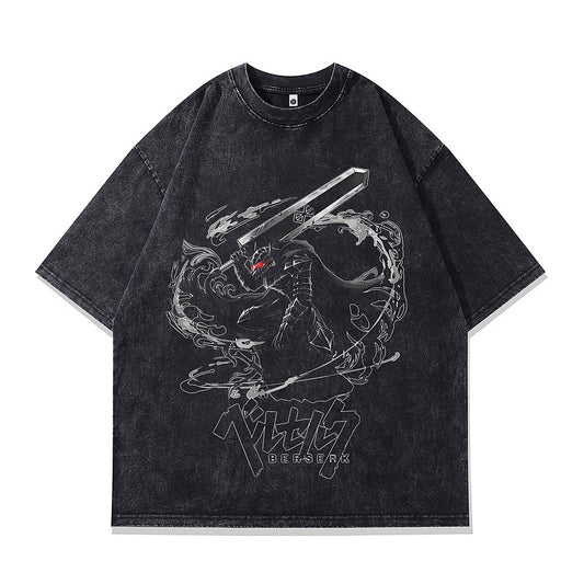 Retro Dark Print Men's Tee - Harajuku Style Short Sleeve