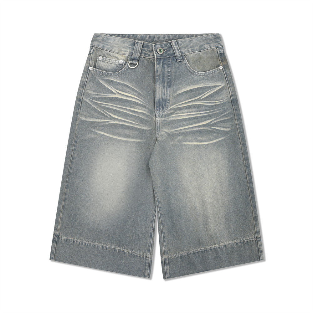 Vintage Washed Straight-Leg Casual Shorts for Men