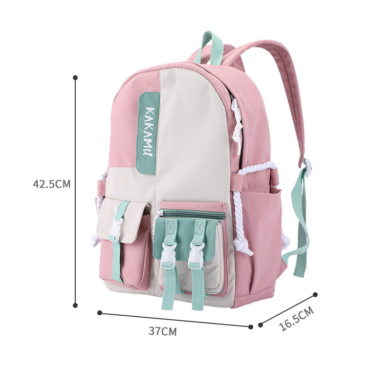 Harajuku Style Contrasting Color Large Capacity Schoolbag