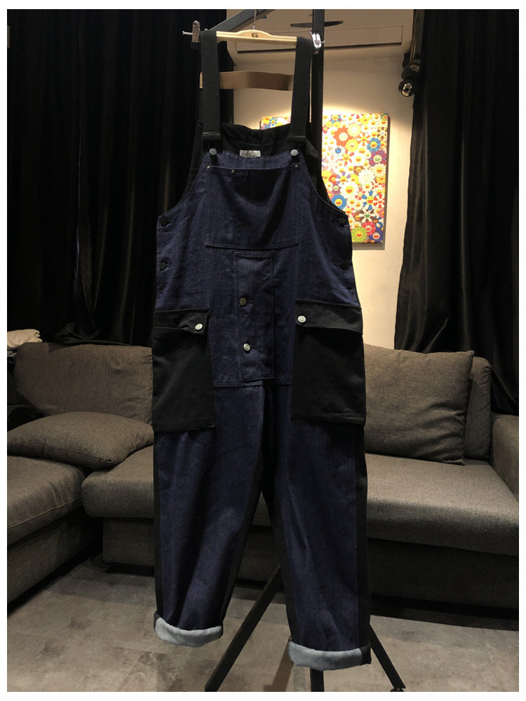 Harajuku Style Color Block Spliced Work Overalls