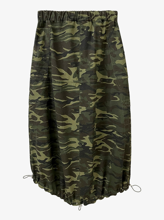 Harajuku Style Camo Midi Skirt - High Waist Colorblock