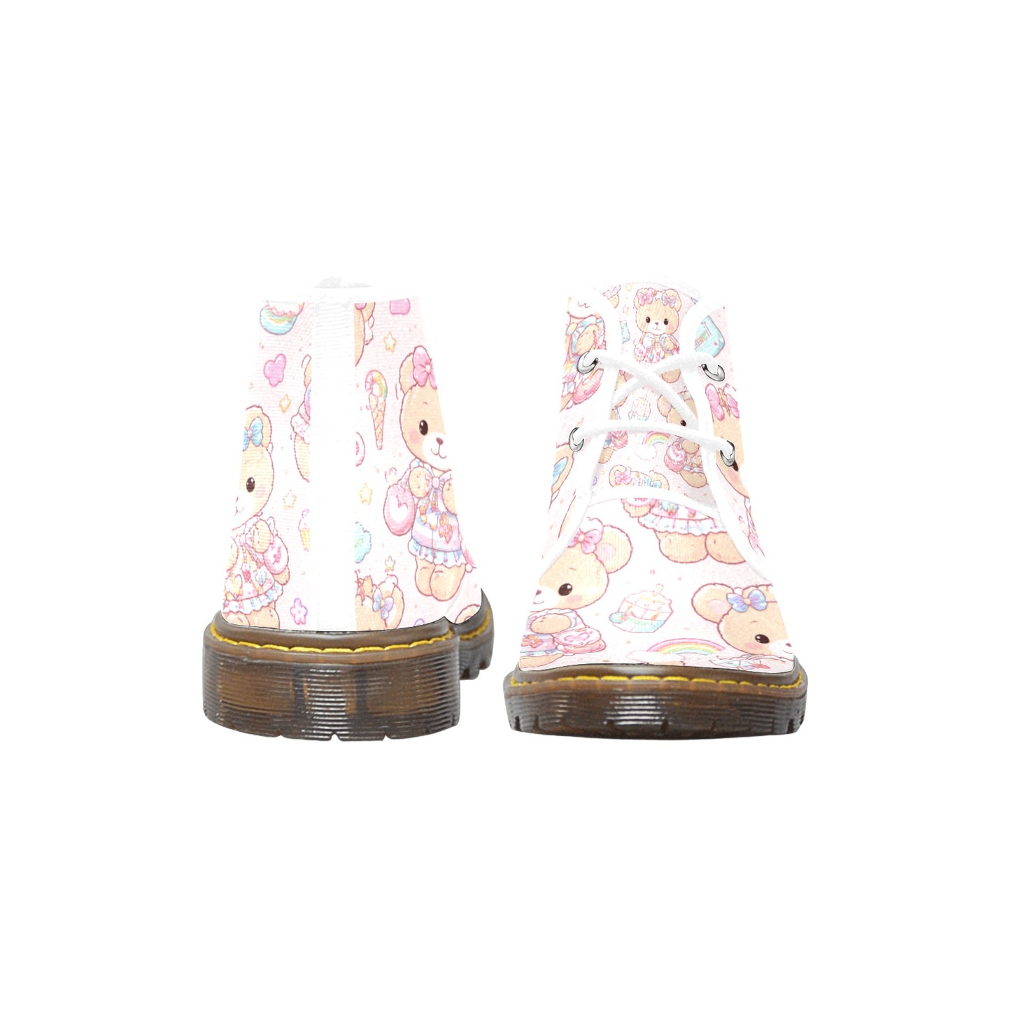 Harajuku Teddy Boots Women's Mid Top Canvas Chukka Boots