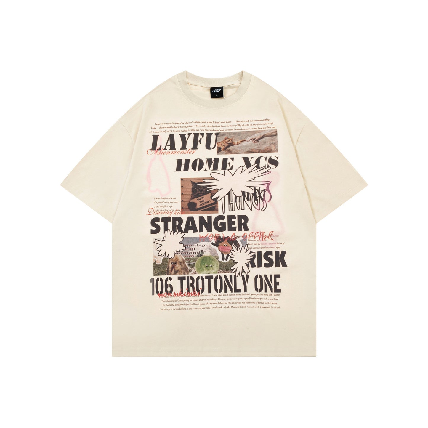 Harajuku Vintage Washed Short Sleeve T-Shirt for Men