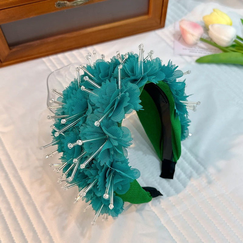 Fashionable Wide Edge Fabric Crystal Headband