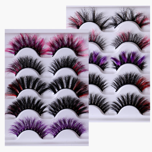 Colorful 8D Fluffy Multi-Layer Mink Eyelashes - 5 Pairs