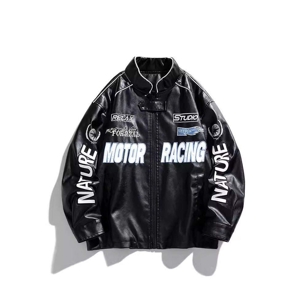 Harajuku Style Men's Leather Motorcycle Jacket