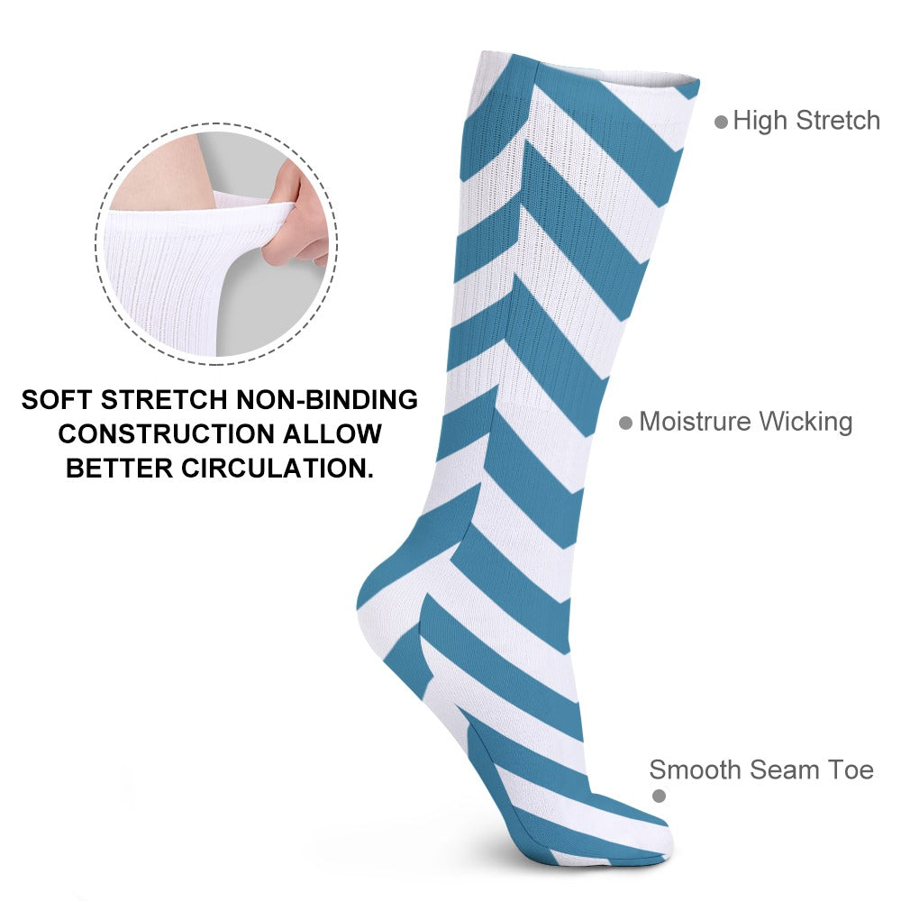 Blue and White Zig Zag Breathable Socks