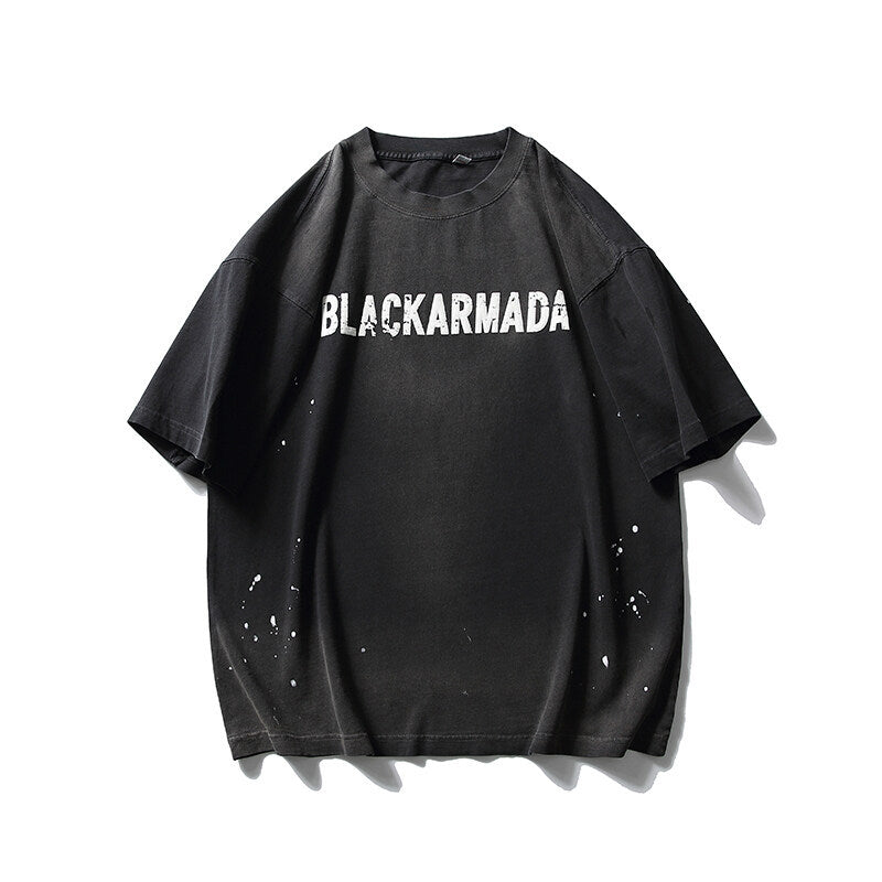 Harajuku Style Vintage Letter Print Loose Fitting T-Shirt