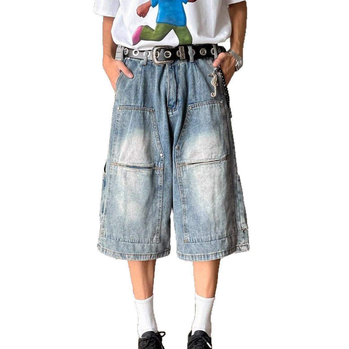 Multi Pocket Wide Leg Cropped Pants