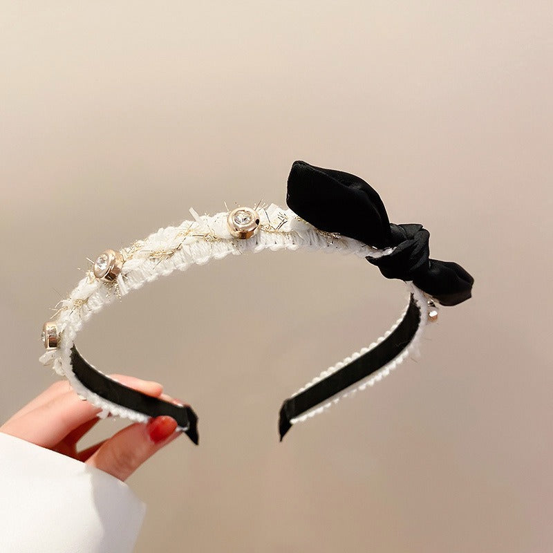 Black And White Plaid Woven Headband